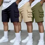 Summer Men's Cargo Shorts Loose Casual Elastic Waist Outdoor Jogging Tactical Shorts Multi-pockets Male Work Hiking Short Pants