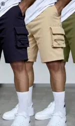 Summer Men's Cargo Shorts Loose Casual Elastic Waist Outdoor Jogging Tactical Shorts Multi-pockets Male Work Hiking Short Pants