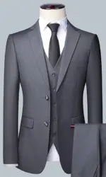 High quality Men Solid color Business - stylish handsome groom best man wedding dress 3/2/1 Single piece optional