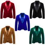 2026 Spring/Fall Royal Blue Velvet Blazer for Men, Euro&USA Green Fashion Flat Velvet Men's Casual Suit Jackets / Best Man Dress