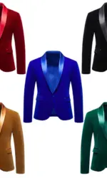 2026 Spring/Fall Royal Blue Velvet Blazer for Men, Euro&USA Green Fashion Flat Velvet Men's Casual Suit Jackets / Best Man Dress