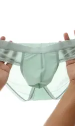 Men's Ice Silk Seamless Briefs Ultra-Thin Breathable Underwear with Sexy U Convex Pouch Mid-Waist Comfortable Summer Shorts