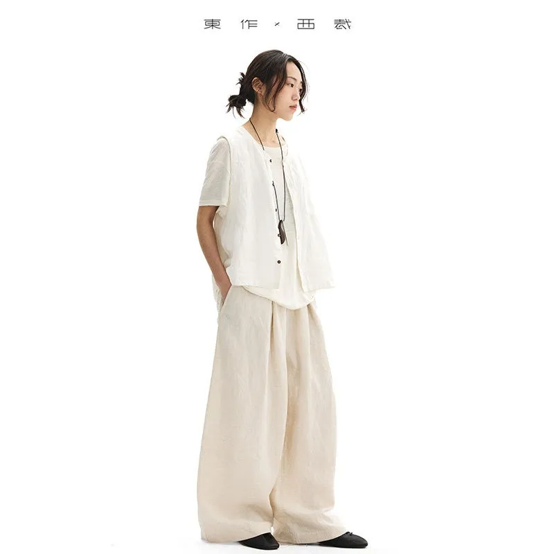 100% Pure Natural Fiber~Elastic Waist Linen Pants for Women, Lightweight and Breathable Long Pants, Loose and Versatile Casual Pants for Spring and Summer - Image 5