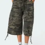 New Fashion Women Summer Cargo Shorts Casual Camouflage Print Loose Drawstring Short Pants For Club Streetwear S-XL