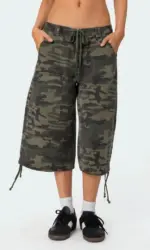 New Fashion Women Summer Cargo Shorts Casual Camouflage Print Loose Drawstring Short Pants For Club Streetwear S-XL
