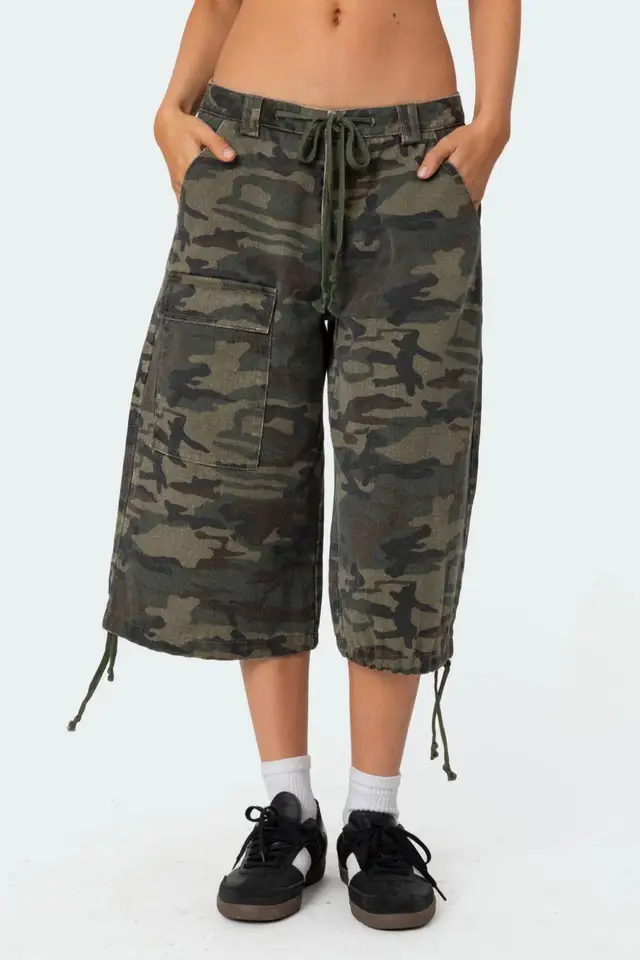 New Fashion Women Summer Cargo Shorts Casual Camouflage Print Loose Drawstring Short Pants For Club Streetwear S-XL