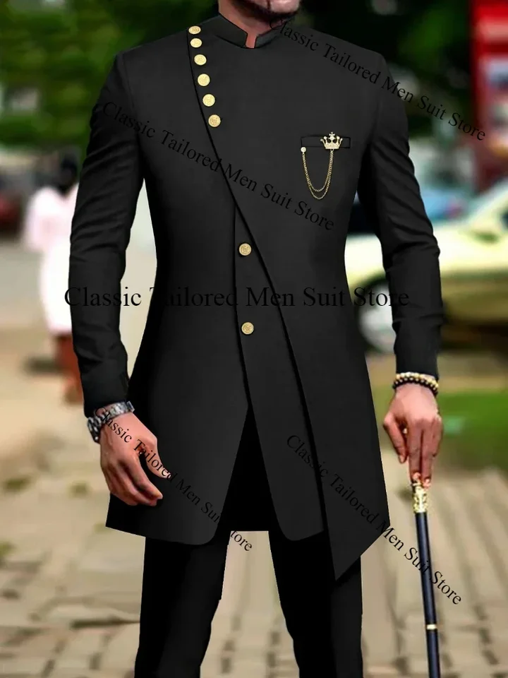 White Luxury Suits For Men Slim Fit Prom Party Wedding Groomsmen Groom Suit Tuxedo 2Pcs Fashion Costume Homme Blazer Pants - Image 2