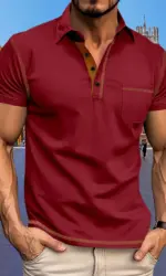 Summer Men's short sleeved Polo shirt 2024 new pocket lapel top European and American fashion casual men's polo shirt