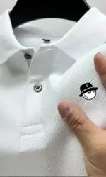Men's Summer Lapel Business Polo Shirt High-Quality Printed Solid Color Casual Versatile Short-Sleeved T-Shirt Top