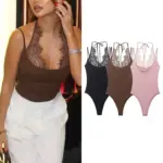 TFMLN Women Sexy Slim Bodysuits Chic Lace Partwork Sleeveless Fashion Backless Sling Tops 2026 Newest Lady Casual Playsuit