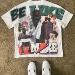 Summer Retro Letter Portrait Printed T-shirt for Men Y2k Fashion Harajuku Large Round Neck Short Sleeved Women Graphic T Shirts