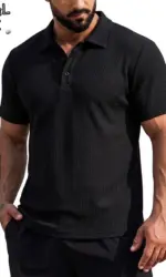 Ice Silk Short Sleeve T-Shirt Man Summer Lapel Solid Polo Shirt Gym Man Lightweight Streetwear Polo Quick Dry Shirts for Men Tee