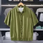 Fashion Solid Color Simple Short Sleeve Shirt Men's Summer Light Mature Style Casual High-End Handsome Trendy Top