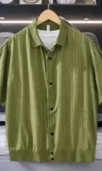 Fashion Solid Color Simple Short Sleeve Shirt Men's Summer Light Mature Style Casual High-End Handsome Trendy Top