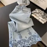 Elegant Luxury  Loose Hollow Embroidered Rhinestone Jeans Women Summer High Waist Straight Denim Pants Y2K Casual Streetwear