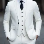 Men's Three-Piece White Suit, Anti-Wrinkle, No-Iron, Anti-Stick Fur Business Formal Suit, Four-Season Workplace Work Clothing Dr