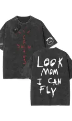 100% Cotton Oversized T Shirt For Men Women HipHop Washed T Shirts cactus jack Short Sleeve Gift Tops look mom i can fly K39