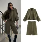 Women High waisted Casual Shorts And Fashion Loose Long Sleeve Jackets Coats Female Two Piece Sets Women Outfit