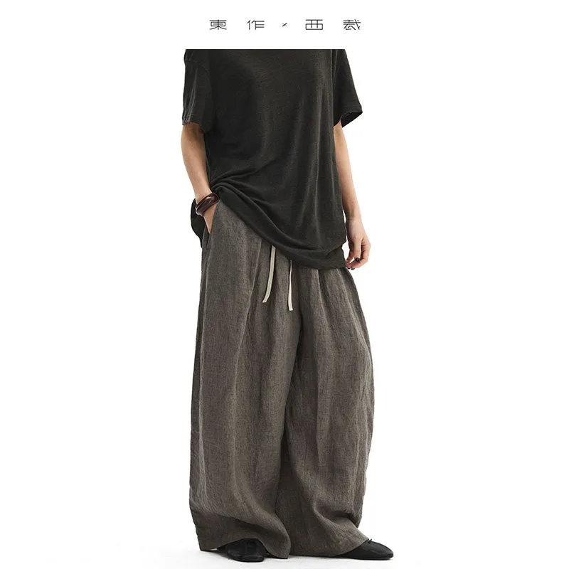 100% Pure Natural Fiber~Elastic Waist Linen Pants for Women, Lightweight and Breathable Long Pants, Loose and Versatile Casual Pants for Spring and Summer