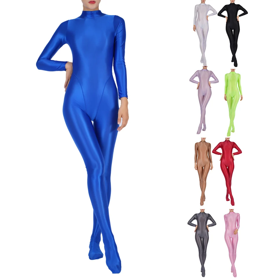 Women Full Body Jumpsuit Sports Gym Yoga Tights Bodysuit Long Sleeve Footed One Piece Solid Color Jumpsuit Body Shape Sportwear - Image 5