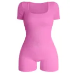 Women's Square Neck Short Sleeved Jumpsuit Sexy High Waist Bodycon One-piece Jumpsuit Fashionable Sexy Streetwear Ladies