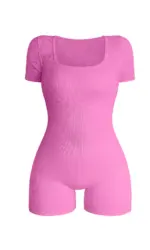 Women's Square Neck Short Sleeved Jumpsuit Sexy High Waist Bodycon One-piece Jumpsuit Fashionable Sexy Streetwear Ladies