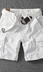 Men's White Camouflage Workwear Shorts Summer Casual Tactical Outdoor Multi Pocket Cargo Shorts