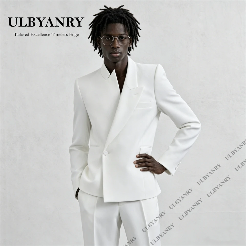 ULBYANRY High End Side Button Formal Suit Set for Men, Two Piece Including Jacket Pants Tailored Fitting Tuxedo Blazer Trousers