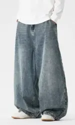 2025 Spring Men Streetwear Denim Pants Men Harajuku Washed Baggy Jeans Men Y2K Fashion Punk Casual High Waist Wide Leg Pants