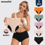 3PCS/Lot Menstrual Panties Woman Very Abundant Flow Menstruation Underwear High Waist Leak Proof Period Panties for Girls Set