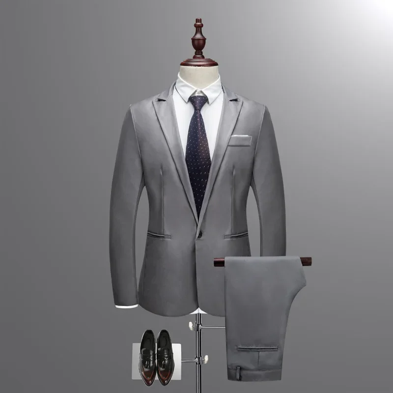 Men's Casual Business Suit Set Korean Style Slim Fit Two Piece Set Fashionable Autumn Winter Male Model Clothing - Image 3