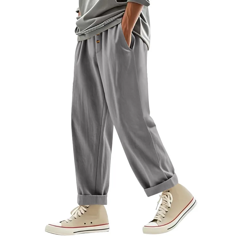 2026 Men's Autumn Cotton-Linen Casual Pants - Breathable, Loose-Fitting, Straight-Tail, Quick-Drying Linen Long Pants for Summer - Image 3
