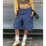 High Waist Casual Pants Women's Five-Quarter American Retro Workwear Loose Versatile High Waist 2026 Spring Summer