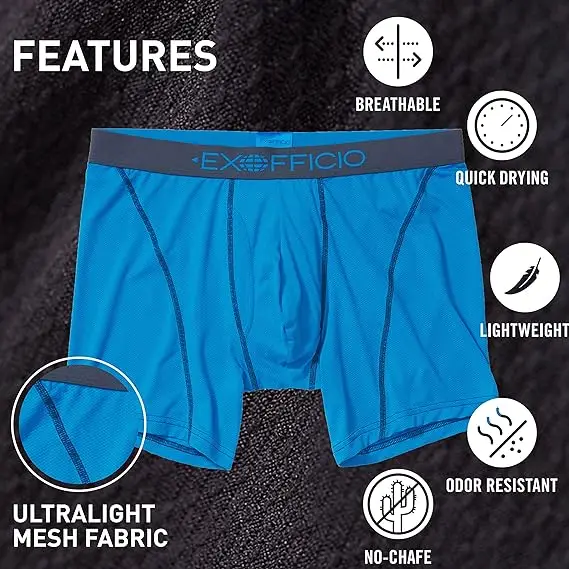 3Pack Exofficio Mens Underwear Boxer Brief With Fly Men Mesh 6" Boxer Briefs Underwear Sports Boxer Brief Shorts Light Comfy - Image 5