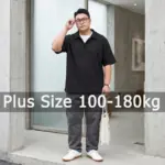 Plus Size Men Polos Men Black Polo Shirt 5XL 6XL 7XL 110-175kg Summer Loose Sleeve Tops Big Size Men Clothing 남성 패션 폴로 셔츠