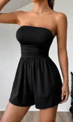 Fashion pure color basic casual comfortable camisole jumpsuit, suitable for daily travel outfit