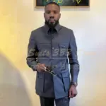 High Quality Suits for Men Solid Color Single Breasted Stand Lapel Slim Fit 2 Piece Jacket Pants Set Customzied Wedding Clothing