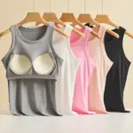Threaded Camisole with Built-In Bra Pads for Women, Solid Color Tank Top, Suitable for Layering or Wearing Alone