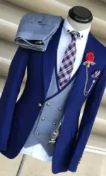 Business Suits for Men Wedding Groom Notch Lapel Double Breasted Vest Men Dress Costume Homme Prom Party Men Clothes 3 Pcs