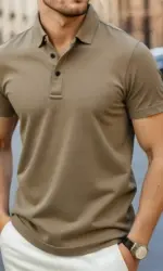 2025 New Men's Casual and Fashionable Simple Collared Short Sleeved Polo Shirt Summer Comfortable Breathable and Versatile Top