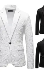New Men's Business Suit: Slim-Fit Rose-Patterned Groom & Best Man Attire Male Singer Performance Wear