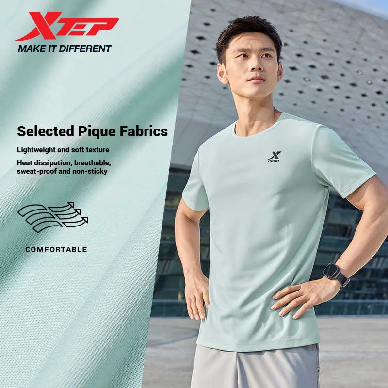 Xtep Short Sleeve Round-Neck T-Shirt For Men 2025 Spring Quick-Drying Sports Training Breathable Outdoor Cool Tops 875229010175 - Image 3