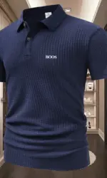 Men's Short-Sleeved Polo Shirt Pure Color Street Style Lightweight Lapel Summer Jogging Sports Top - Breathable T-Shirt for