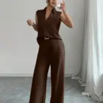 2026 Summer New Sleeveless V-Neck Wide-Leg Pants Set, French-Style High-End Work-Casual Two-Piece Set, Elegant and Slimming Plus-Size Women's Clothing, Suitable for Workplace, Daily Wear, and Vacation Outfits