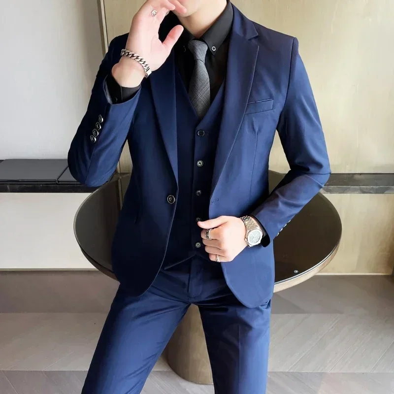 S-9XL New (Blazer+Vest+Pants) Men's Fashion Business Gentleman Professional Formal Dress Korean Version Banquet Dress Suit 6XL - Image 4