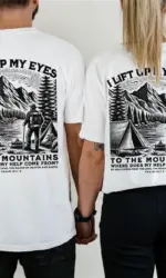 Men Christian Mountain Shirt Bible Verse Tshirt Religious Camping Unisex Casual Round Neck Tops Summer Short Sleeve T-shirt
