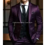 Peak Lapel Single Breasted Suits for Men Slim Chic Groom Wedding Tuxedo Formal Prom Party Male Suit Slim 3 Piece