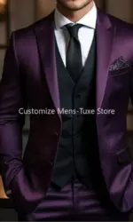Peak Lapel Single Breasted Suits for Men Slim Chic Groom Wedding Tuxedo Formal Prom Party Male Suit Slim 3 Piece