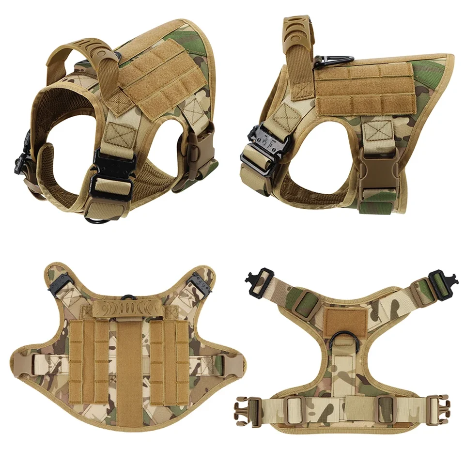 Dog Harness for Large Dogs Collar Leash Molle Pouch Military Harnesses French Bulldog Pet Tactical Training Vest Dog Accessories - Image 3