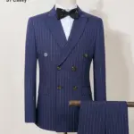 ST Cassy High quality blue striped suits for men slim fitting luxury man clothing elegant mens suit Wedding trends costumes